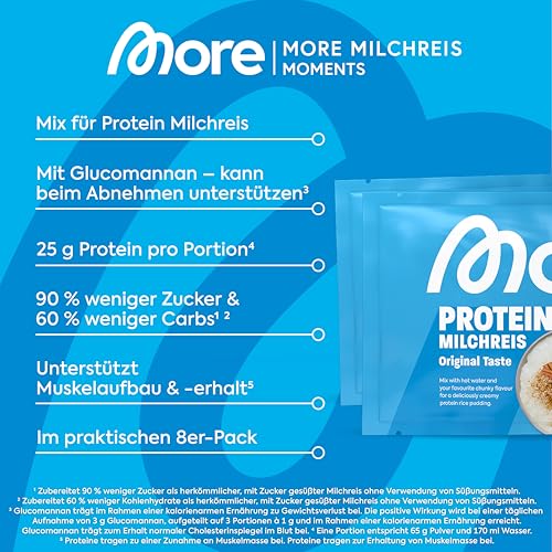 More Protein Milchreis 10er Tray – Cremig leckerer Milchreis mit 25 g Eiweiß, schnell & zuckerreduziert, ideal zum Verfe