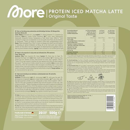 MORE Protein Eiskaffee 2 x 500g, Dunkle Schokolade, wenig Zucker & Fett, ideal für Fitness & Genuss