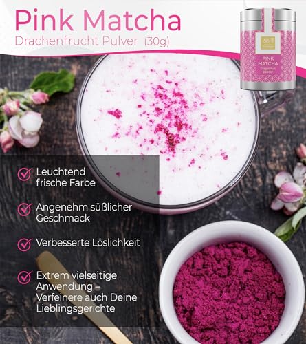 Tea Uniqo – Pink Matcha Tee Pulver für Mixgetränke, Baking & Eis – 100% natürliches Drachenfrucht Superfood
