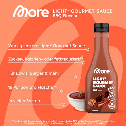MORE NUTRITION Light Gourmet Sauce - 285ml süß-sauer, kalorienreduziert, zuckerfrei, ideal für köstliche Diäten!