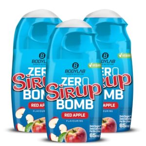 Bodylab24 ZERO Sirup BOMB Rote Apfel, zuckerfrei, 3 x 65ml, für kalorienbewusste Erfrischungen zuhause