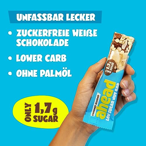 AHEAD Nussriegel mit Cashewkernen & Salzbrezel – Zuckergehalt nur 1,7g pro glutenfreiem Riegel, perfekt für gesunde Snac